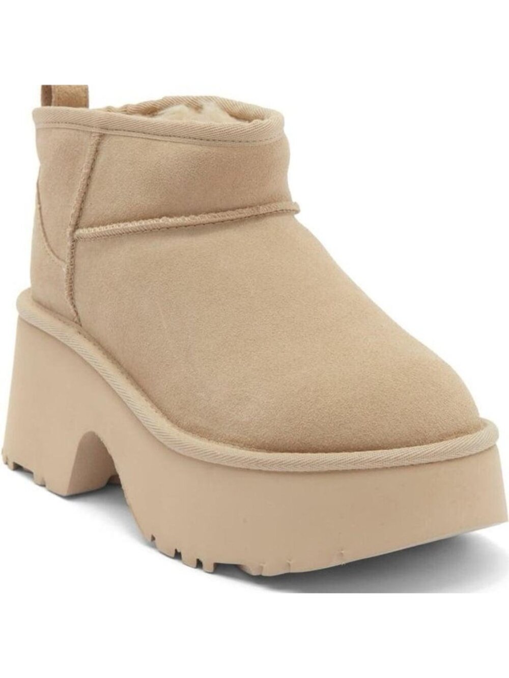 UGG Classic Ultra Mini New Heights Boots Fur Cozy Boho Neutral Womens 9
